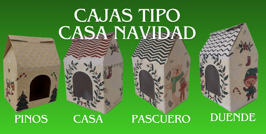 Cajas tipo Casa de Navidad con Mica